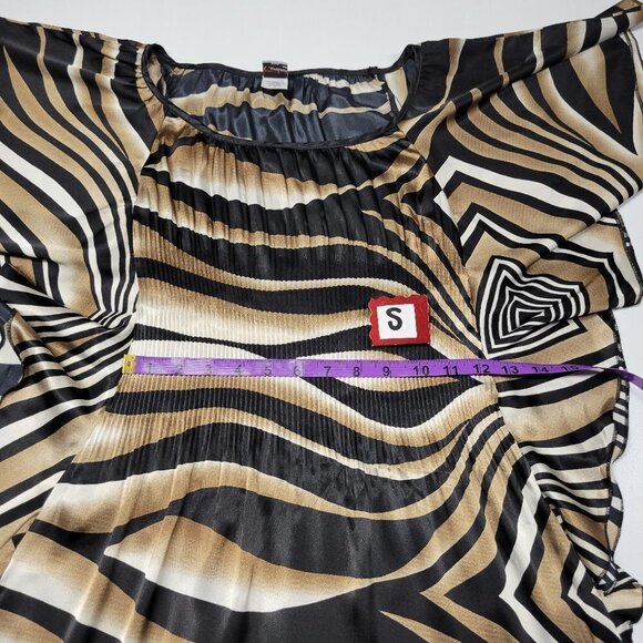 Black and Gold Animal Print Blouse Top with Butterfly Sleeves   Size S  NWOT - Picture 4 of 11